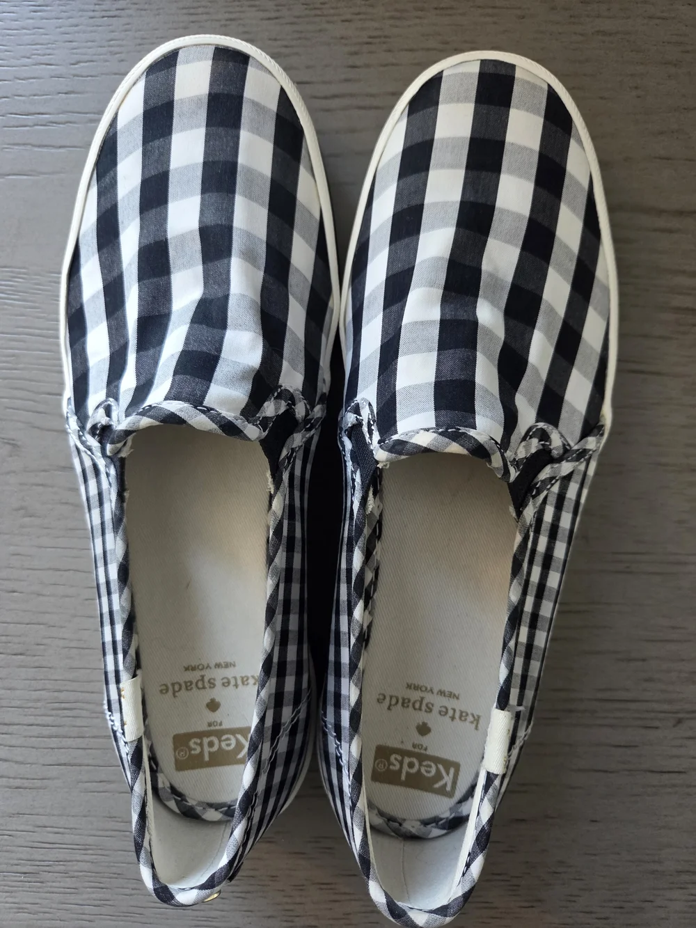 Keds x Kate Spade Black & White Gingham Slip-Ons Womens 7.5